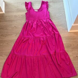 NATURAL LIFE Satin Vibrant Pink Sleeveless Maxi Dress